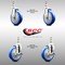 Service Caster 5 Inch 316SS Blue Polyurethane Swivel 12mm Threaded Stem Caster Brake, 2PK SS316TS20S514-PPUB-BLUE-M1215-2-TLB2 - alternate 2